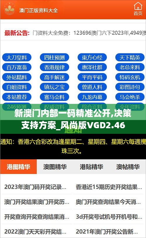 新澳门内部一码精准公开,决策支持方案_风尚版VGD2.46