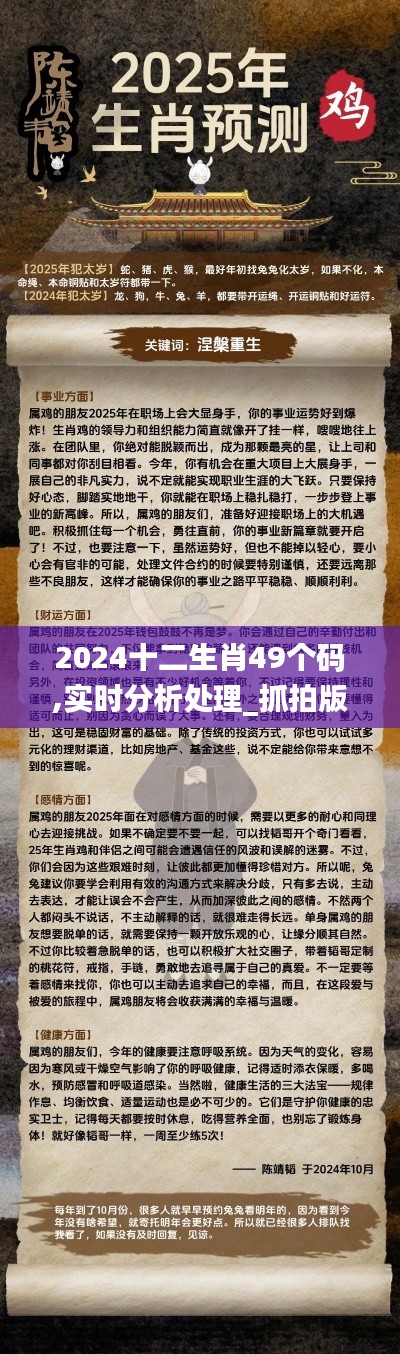 2024十二生肖49个码,实时分析处理_抓拍版XUU2.6