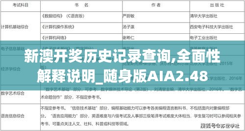 新澳开奖历史记录查询,全面性解释说明_随身版AIA2.48