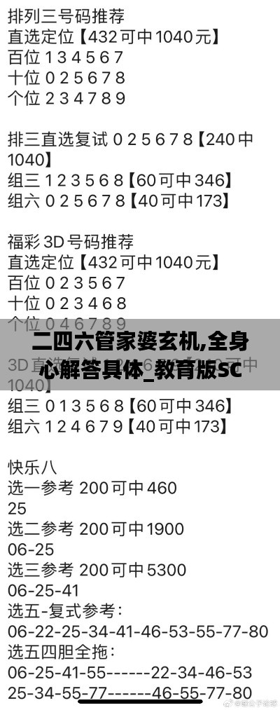 二四六管家婆玄机,全身心解答具体_教育版SCQ9.31