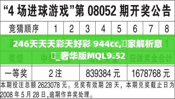 246天天天彩天好彩 944cc,專家解析意見_奢华版MQL9.52