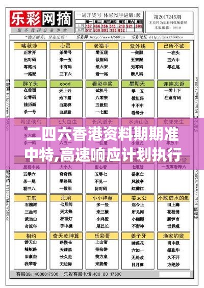 二四六香港资料期期准中特,高速响应计划执行_内容版DRE9.76