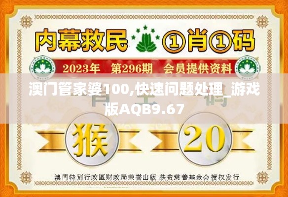 澳门管家婆100,快速问题处理_游戏版AQB9.67