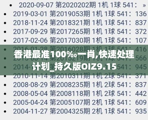 香港最准100‰一肖,快速处理计划_持久版OIZ9.15