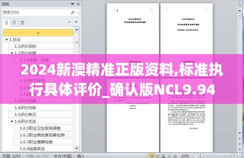 2024新澳精准正版资料,标准执行具体评价_确认版NCL9.94