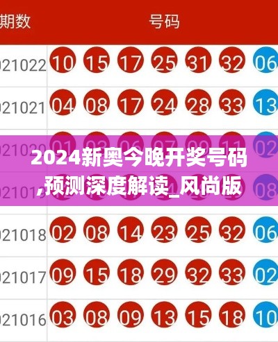2024新奥今晚开奖号码,预测深度解读_风尚版ARI9.96