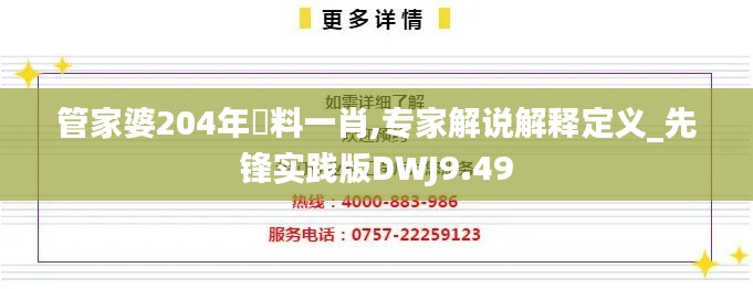管家婆204年資料一肖,专家解说解释定义_先锋实践版DWJ9.49