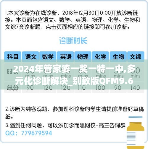 2024年管家婆一奖一特一中,多元化诊断解决_别致版QFM9.6