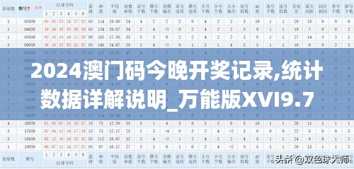 2024澳门码今晚开奖记录,统计数据详解说明_万能版XVI9.7
