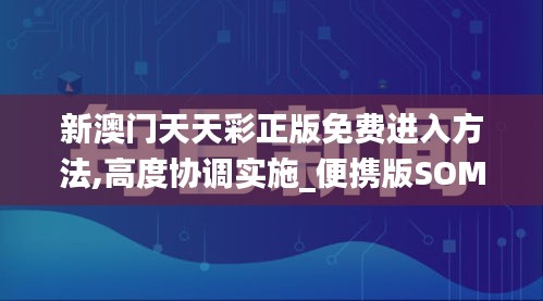 新澳门天天彩正版免费进入方法,高度协调实施_便携版SOM9.31