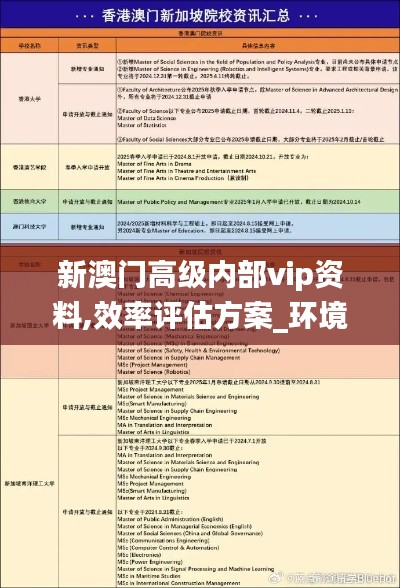 新澳门高级内部vip资料,效率评估方案_环境版XHW7.35