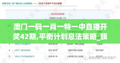 澳门一码一肖一特一中直播开奖42期,平衡计划息法策略_旗舰款VQH7.26