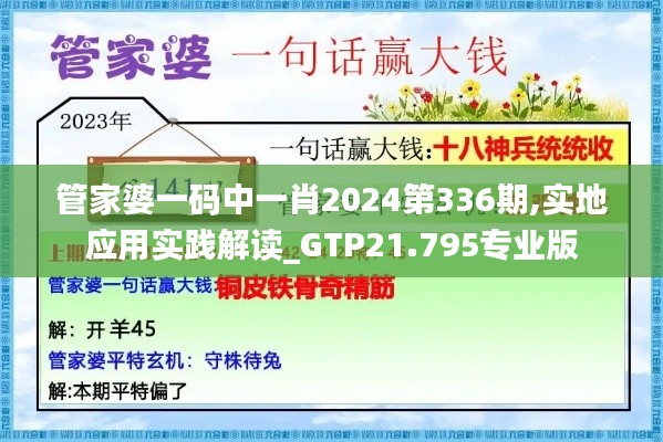 管家婆一码中一肖2024第336期,实地应用实践解读_GTP21.795专业版