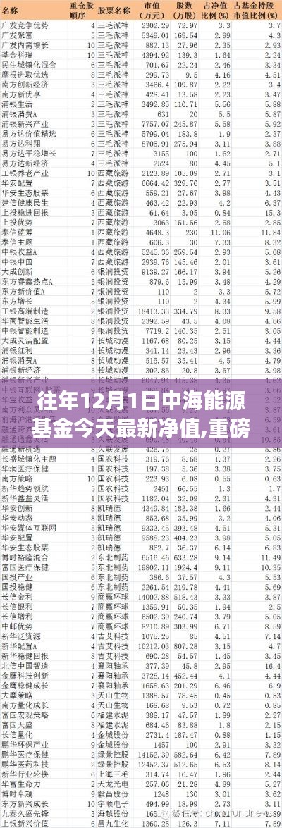 重磅揭秘，往年12月1日中海能源基金最新净值与投资情况分析