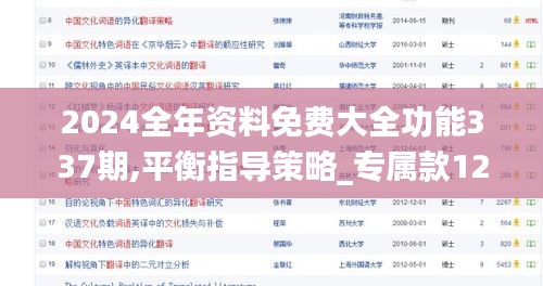 2024全年资料免费大全功能337期,平衡指导策略_专属款122.300-1