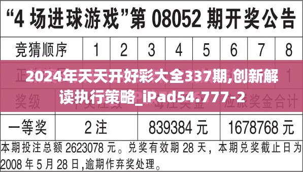 2024年天天开好彩大全337期,创新解读执行策略_iPad54.777-2