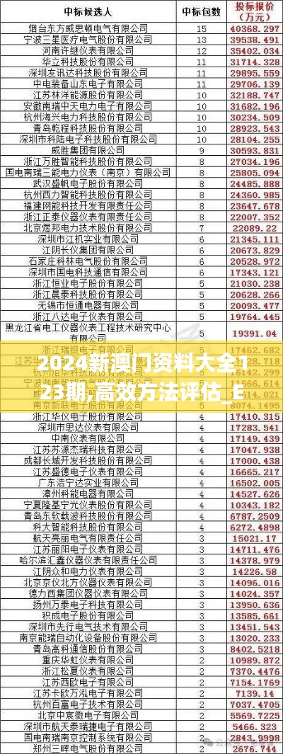 2024新澳门资料大全123期,高效方法评估_Elite85.185