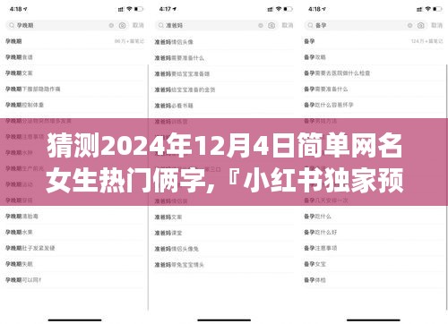小红书预测，2024年女生热门两字网名TOP榜揭晓，风向标指向热门女生网名精选