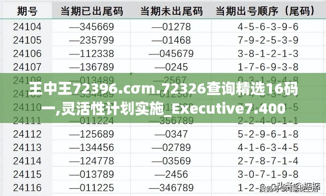 王中王72396.cσm.72326查询精选16码一,灵活性计划实施_Executive7.400