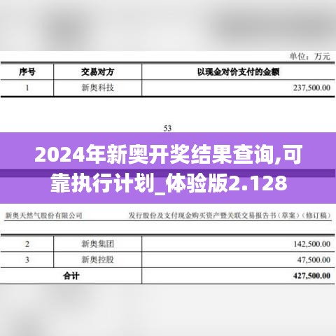 2024年新奥开奖结果查询,可靠执行计划_体验版2.128
