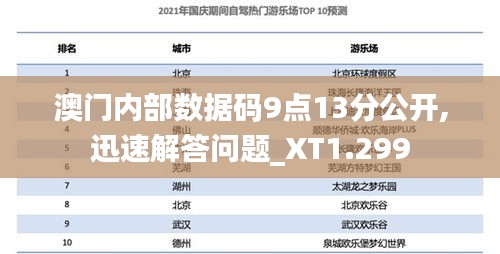 澳门内部数据码9点13分公开,迅速解答问题_XT1.299