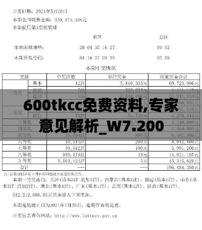 600tkcc免费资料,专家意见解析_W7.200
