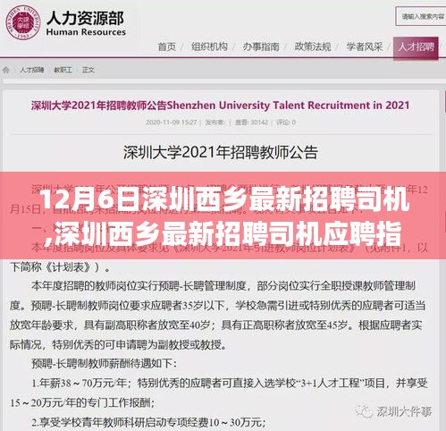深圳西乡最新司机招聘指南，如何成功应聘司机职位