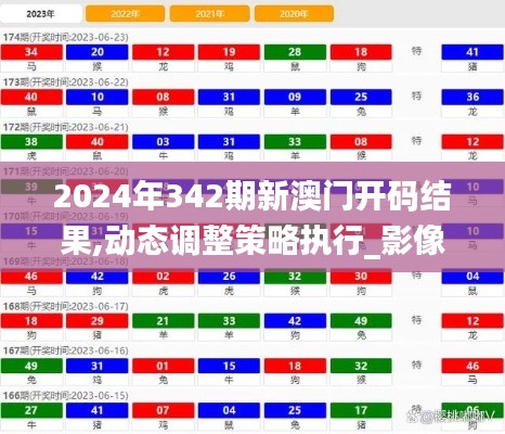 2024年342期新澳门开码结果,动态调整策略执行_影像版8.699