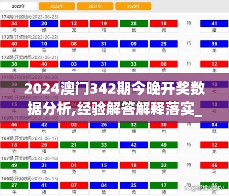 2024澳门342期今晚开奖数据分析,经验解答解释落实_app5.629