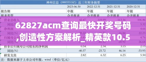 62827acm查询最快开奖号码,创造性方案解析_精英款10.569