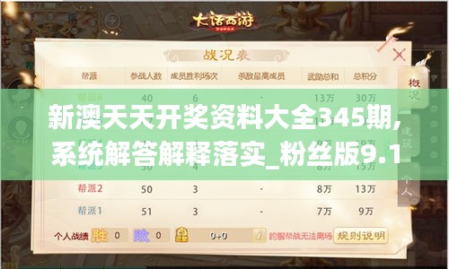 新澳天天开奖资料大全345期,系统解答解释落实_粉丝版9.196