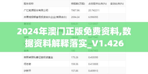 2024年澳门正版免费资料,数据资料解释落实_V1.426