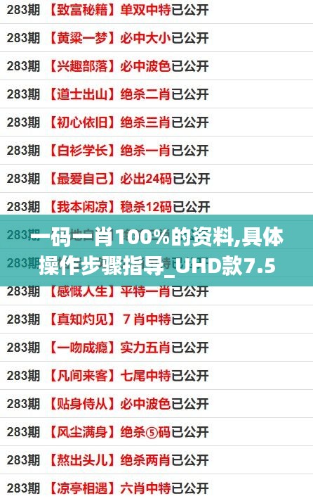 一码一肖100%的资料,具体操作步骤指导_UHD款7.516