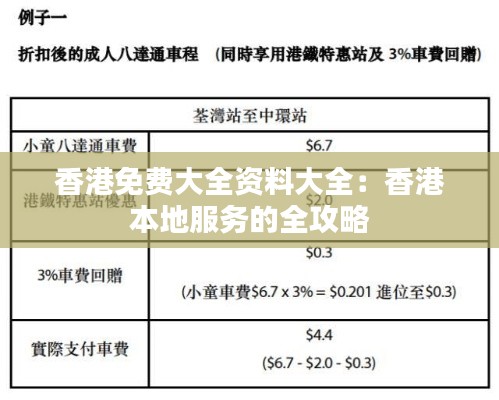 香港免费大全资料大全：香港本地服务的全攻略