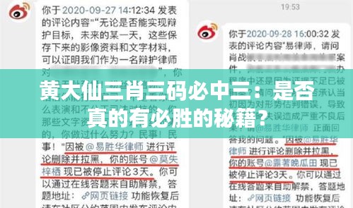 黄大仙三肖三码必中三：是否真的有必胜的秘籍？