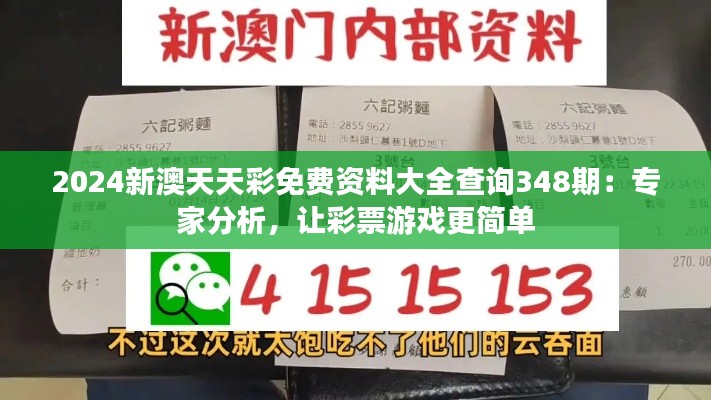 2024新澳天天彩免费资料大全查询348期：专家分析，让彩票游戏更简单