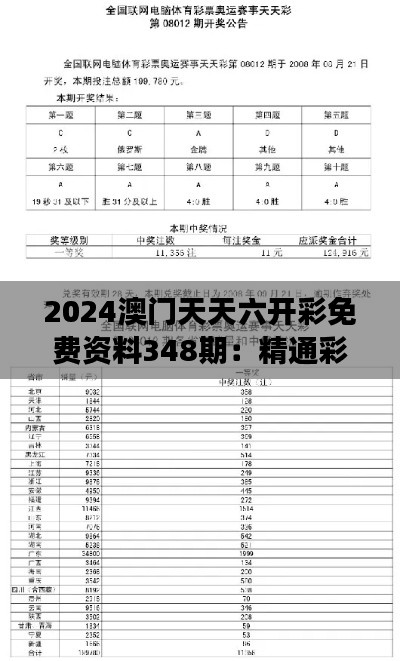 2024澳门天天六开彩免费资料348期：精通彩票游戏的艺术