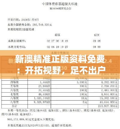 新澳精准正版资料免费：开拓视野，足不出户获取国际视野
