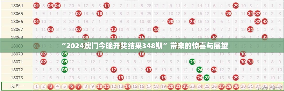“2024澳门今晚开奖结果348期”带来的惊喜与展望