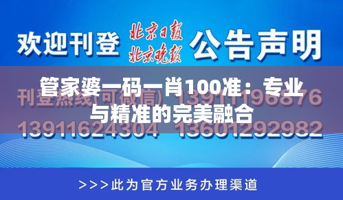管家婆一码一肖100准：专业与精准的完美融合