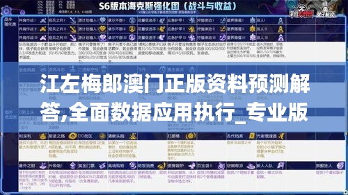 江左梅郎澳门正版资料预测解答,全面数据应用执行_专业版7.727