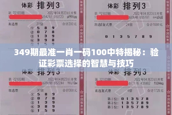 349期最准一肖一码100中特揭秘：验证彩票选择的智慧与技巧