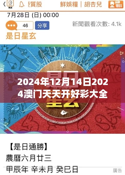 2024年12月14日2024澳门天天开好彩大全53期：兴奋与期待交织的澳门好彩时刻