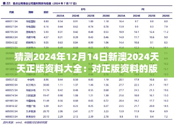 猜测2024年12月14日新澳2024天天正版资料大全：对正版资料的版权保护思考