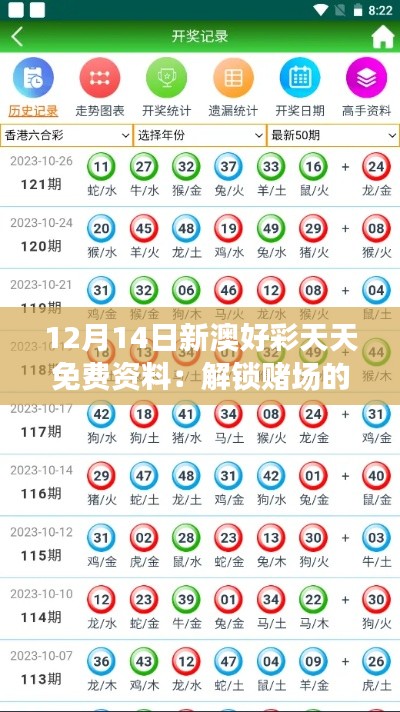 12月14日新澳好彩天天免费资料：解锁赌场的财富秘诀