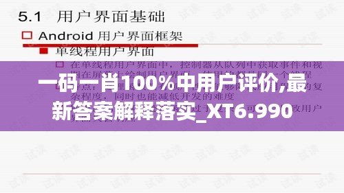 一码一肖100%中用户评价,最新答案解释落实_XT6.990