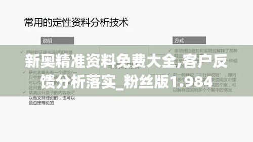 新奥精准资料免费大全,客户反馈分析落实_粉丝版1.984