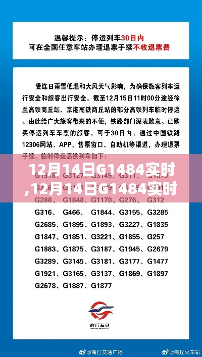 12月14日G1484列车实时信息、行程规划与出行提示