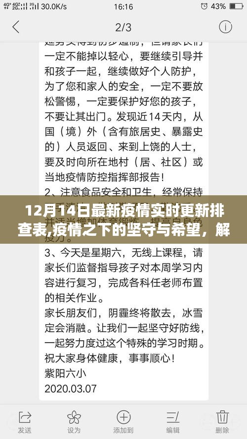 解读十二月十四日最新疫情实时更新排查表，坚守与希望的较量之路