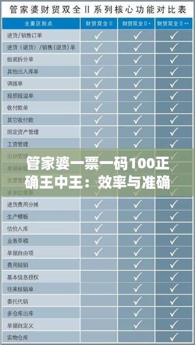 管家婆一票一码100正确王中王：效率与准确性的双重承诺